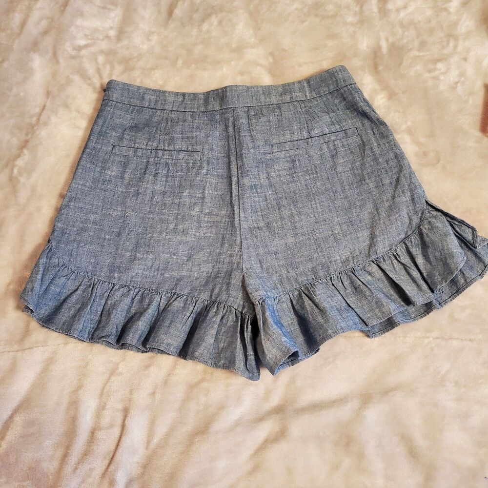 J. Crew Blue Women Ruffle Hem Chambray Shorts Cotton Whimsical Girly SIZE 4 NWT - Picture 5 of 5